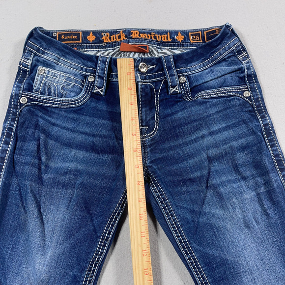 Rock‎ Revival Jeans Women 26 Sundee Bootcut Stretch Medium Wash Embroidered - Picture 9 of 16